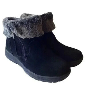 Khombu Boots Womens 8M Black Jessica Suede Faux Fur Double Zip Fall Winter NEW